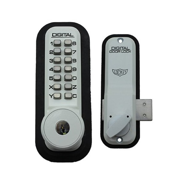 Mechanical Keyless Surface Mount Deadbolt Lock Fits Doors Up To 3 Thick White